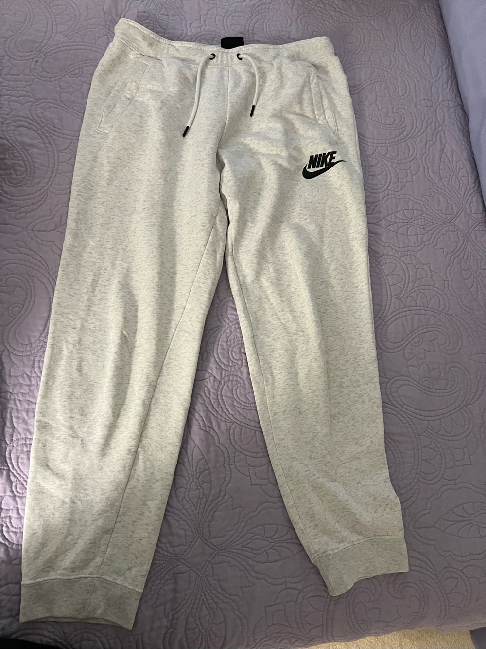 Nike White Sweatpants with Black 'JUST DO IT.' Waistband